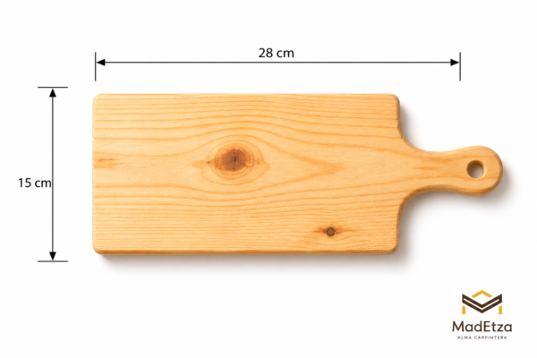 Tabla Parrillera de Pino con Mango 28x15 | Tabla para Asador | Madetza