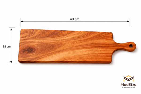 Tabla Parrillera de Teca con Mango 40x18 | Tabla para Asador | Madetza