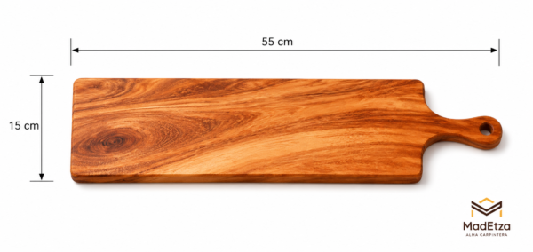 55 x 15 parota Tabla Parrillera de Parota con Mango 55x15 | Tabla para Carne Asada | Madetza