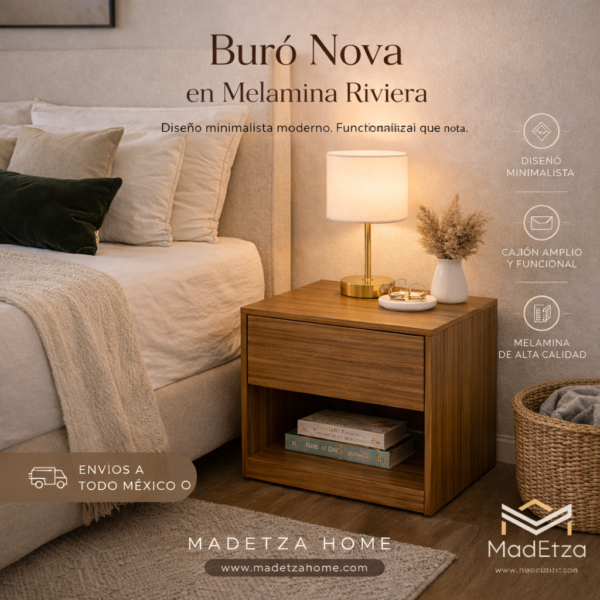Buró Nova en Melamina Riviera | Buró Moderno para Recámara | Madetza