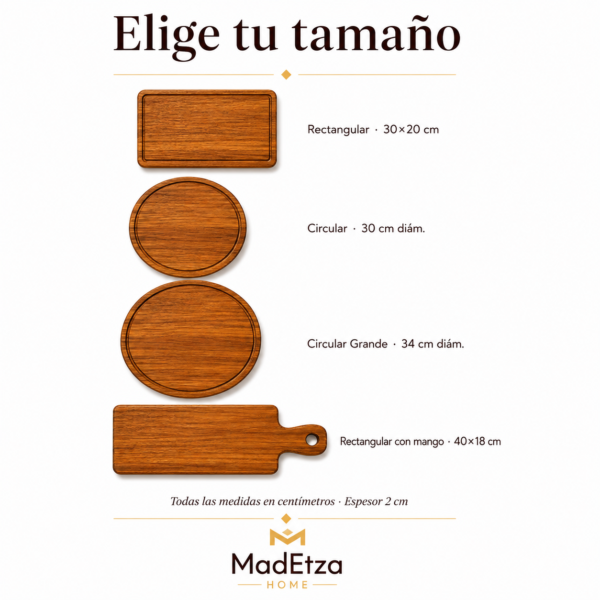 elije tu tamaño madetza (2) Tabla Circular de Teca 30 cm