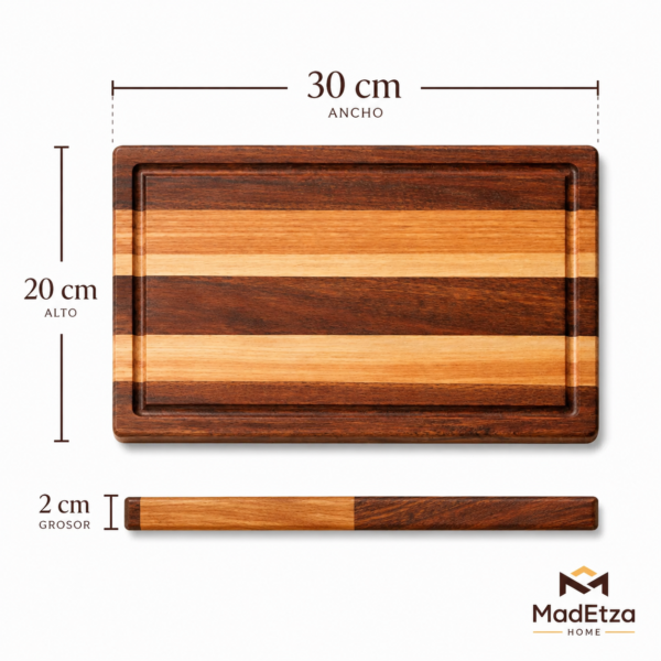 medidas de tablas madetza (1) Tabla Combinada Encino y Parota 30x20 cm