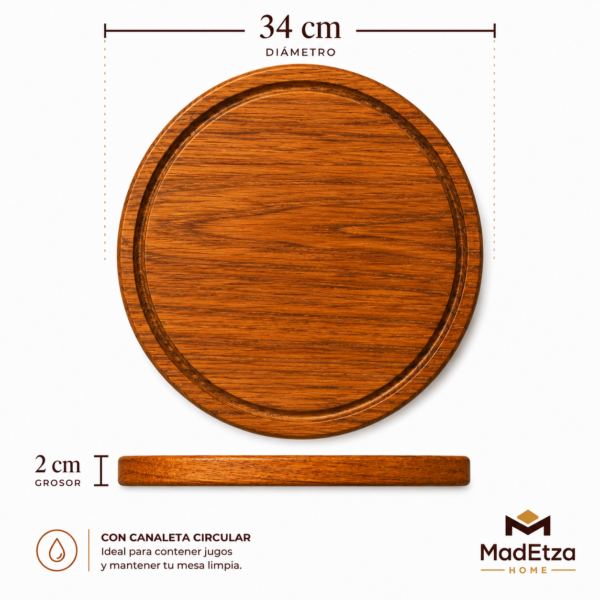 medidas de tablas madetza (2) Tabla Circular de Teca 34 cm