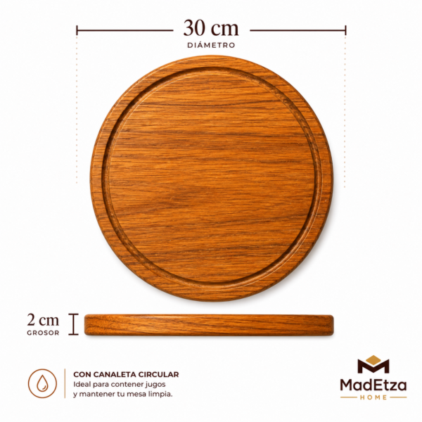 medidas de tablas madetza (3) Tabla Circular de Teca 30 cm