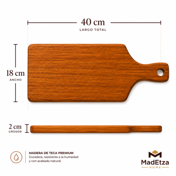 Tabla de Teca con Mango 40x18 cm