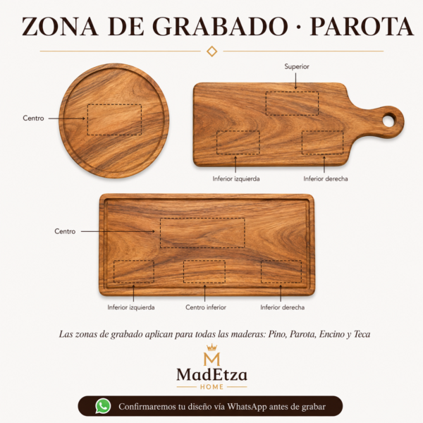 Tabla de Parota Rectangular 30x20 cm