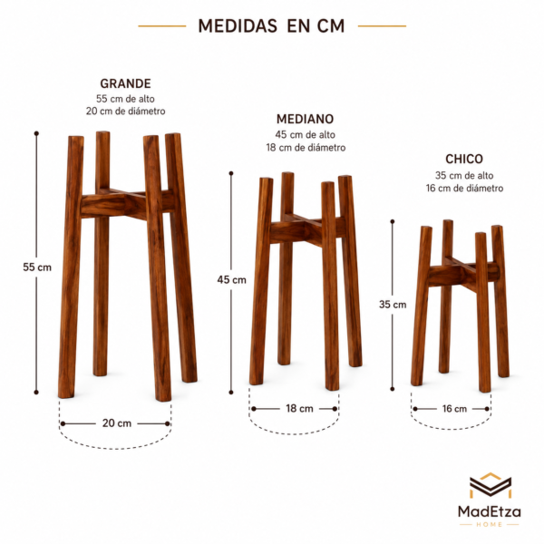 soporte de parota para macetas (2) KIT SOPORTES MACETERO SIRIUS